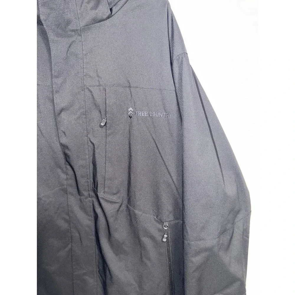 Free Country Mens Black Hooded Softshell Fleece Lined Jacket Large FC-7 F17